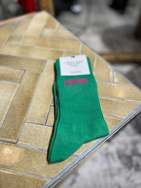 Chaussettes Amour - Vert/Rose